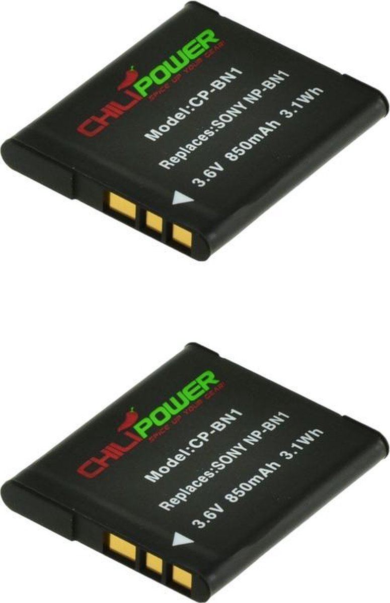 ChiliPower NP-BN1 accu voor Sony - 850mAh - 2-Pack