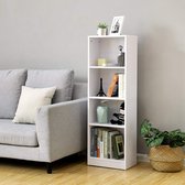 Boeken Kast / Open Kast met 4 compartimenten - Afstelbaar in Hoogte - 121,5 cm Hoog en 40 cm Breed - Wit