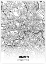 Londen plattegrond - A2 poster - Zwart witte stijl