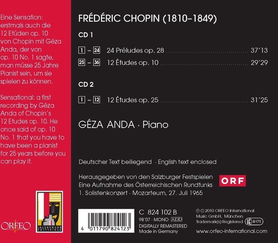 Anda - 24 Préludes Op.28, 12 Études Op.10 (2 CD) - Anda