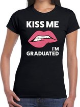 Kiss me i am graduated t-shirt zwart dames 2XL