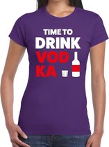 Time to drink Vodka tekst t-shirt paars dames XL