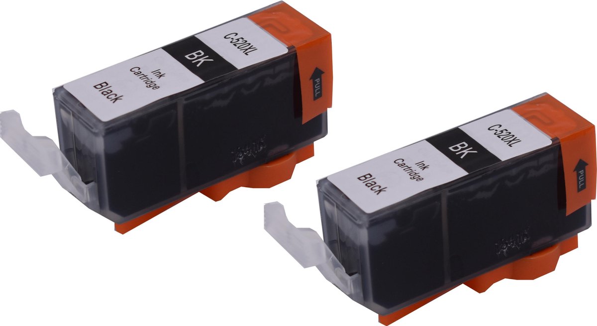 KATRIZ® huismerk inkt voor|Canon PGI-520BK |21ml | ( 2stuks) - Met chip