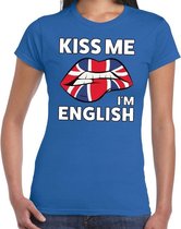 Kiss me I am English t-shirt blauw dames M