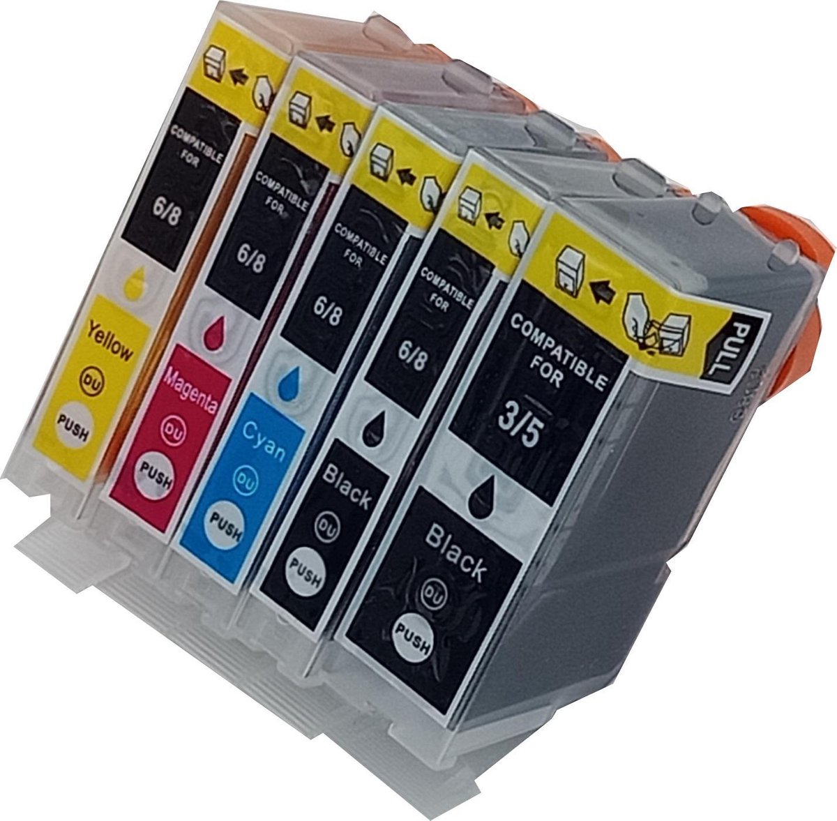 KATRIZ® huismerk inkt voor Canon 1X PGI5XLBK + 1X CLI8XLBK + 1X CLI8XL Cyaan + 1X CLI8XL Magenta + 1X CLI8XL Geel (5stuks)  - Met chip