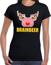 Foute Kerst t-shirt braindeer zwart voor dames M (38)