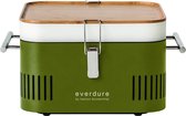Everdure Cube Barbecue Houtskool - Met Opbergvak en Werkblad - Aluminium/Hout/RVS - Groen