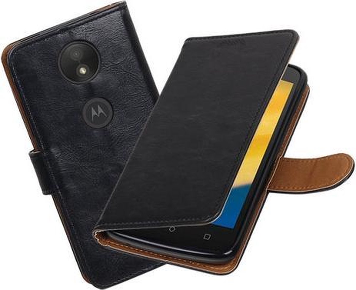 BestCases.nl Motorola Moto C Pull-Up booktype hoesje Zwart