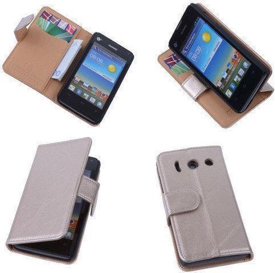 PU Leder Goud Hoesje Huawei Ascend Y300 Book/Wallet Case/Cover