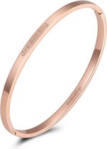 Fashionthings Bangle dream big - Dames - Stainless Steel - Rose goudkleurig - 4mm