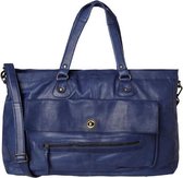 PIECES Totally Royal Lederen weekendtas Indigo blauw