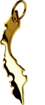 Zilveren en gouden landkaarthangers - Landkaart hanger Curaçao goud | Landen hanger voor je ketting | 18 Karaat goud - Met Keurmerk Stempel - Met echtheidscertificaat - In leuke ca