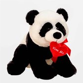 Pluche Pandabeer - Panda zittend - met Hart en Strik - Kiss Me - H = 39 cm
