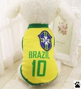 Shirt voor hondjes - "Voetbalshirt Brazilië" - Maat S