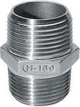 Dubbele nippel RVS 316 3/4''