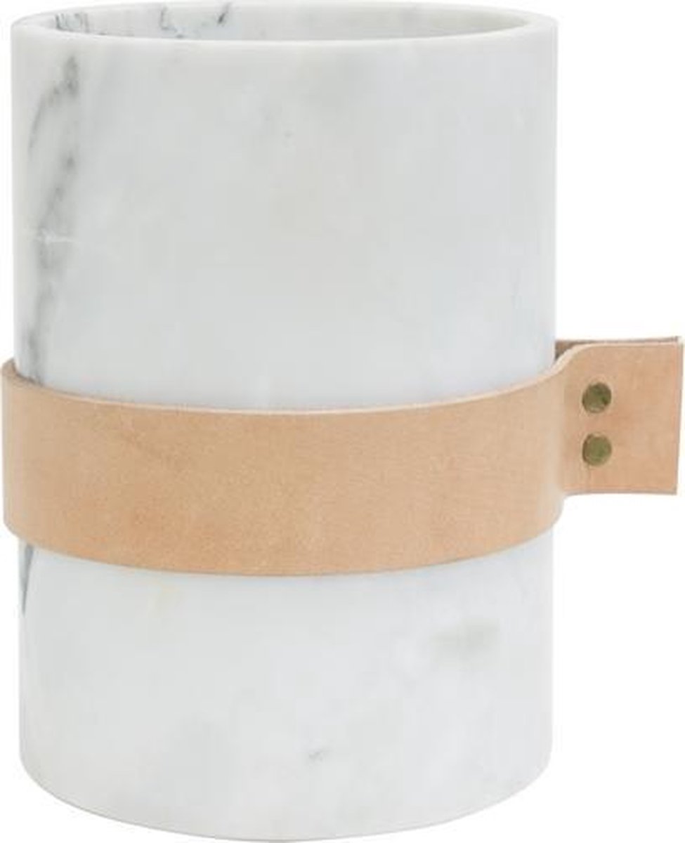 ECO Design Vaas 14x20cm Wit met Leren band