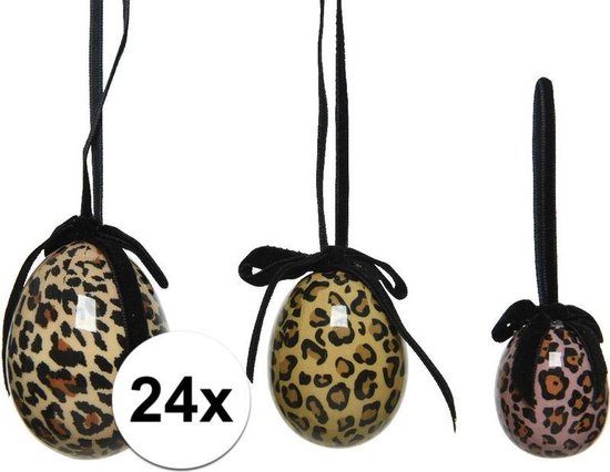 24x Pasen decoratie paaseieren luipaardprint 4-5-6 cm - Paastakken... |  bol.com