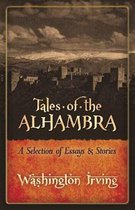 Boek "Tales of the Alhambra", een selectie van essays en verhalen door Washington Irving, met een sepia-getinte foto van het Alhambra-paleis.