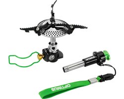 OPTIMUS Crux Lite w Piezo - Camping kooksysteem - 3000W - Brandtijd tot 60 minuten - Minikoker - Campingkooktoestel - Nauwkeurige Vlamcontrole - Aluminium - Grijs
