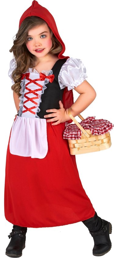 LUCIDA - Klein en schattig Roodkapje kostuum voor meisjes - S 110/122 (4-6 jaar) - LUCIDA