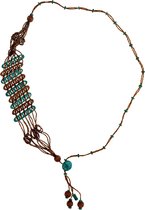 Behave - Lange ketting - Riem - bruin - blauw - 115cm