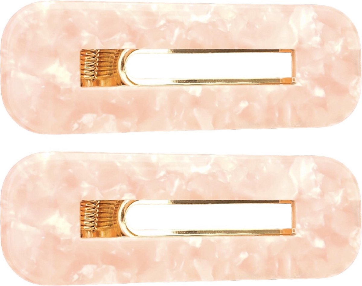 Lajetti - Haarspeld Roze 2 stuks - Haarclip Schuifspeldje Rechthoekig - Haaraccessoires Dames