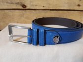 Greve leren broekriem fel blauw / Nikkelvrije gesp 15