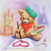 Diamond Painting Crystal Card Kit ® Teddy 18x18cm, Partial Painting