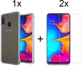 Samsung A20e Hoesje Shock Proof - Samsung Galaxy A20e hoesje shock proof case cover transparant - 2x Samsung A20e Screenprotector