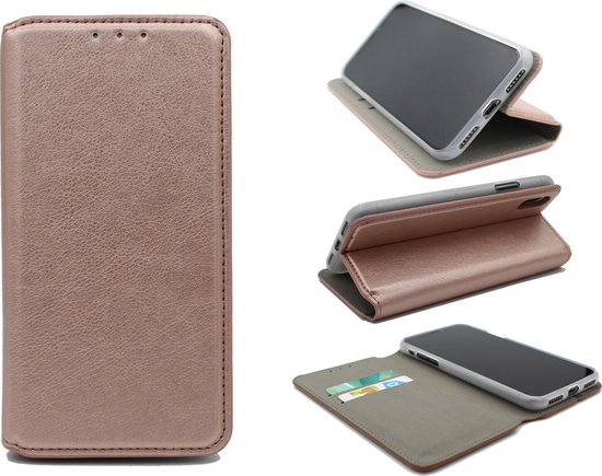 HB Hoesje Geschikt voor Samsung Galaxy A10 - Rosegoud - Luxe Kunstlederen Slim Portemonnee Book Case