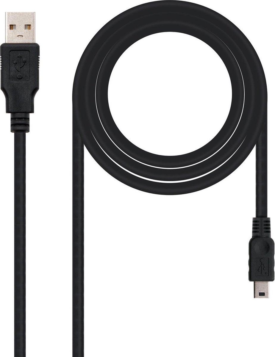 USB to Mini USB Cable NANOCABLE 10.01.0401 Black (1 m)