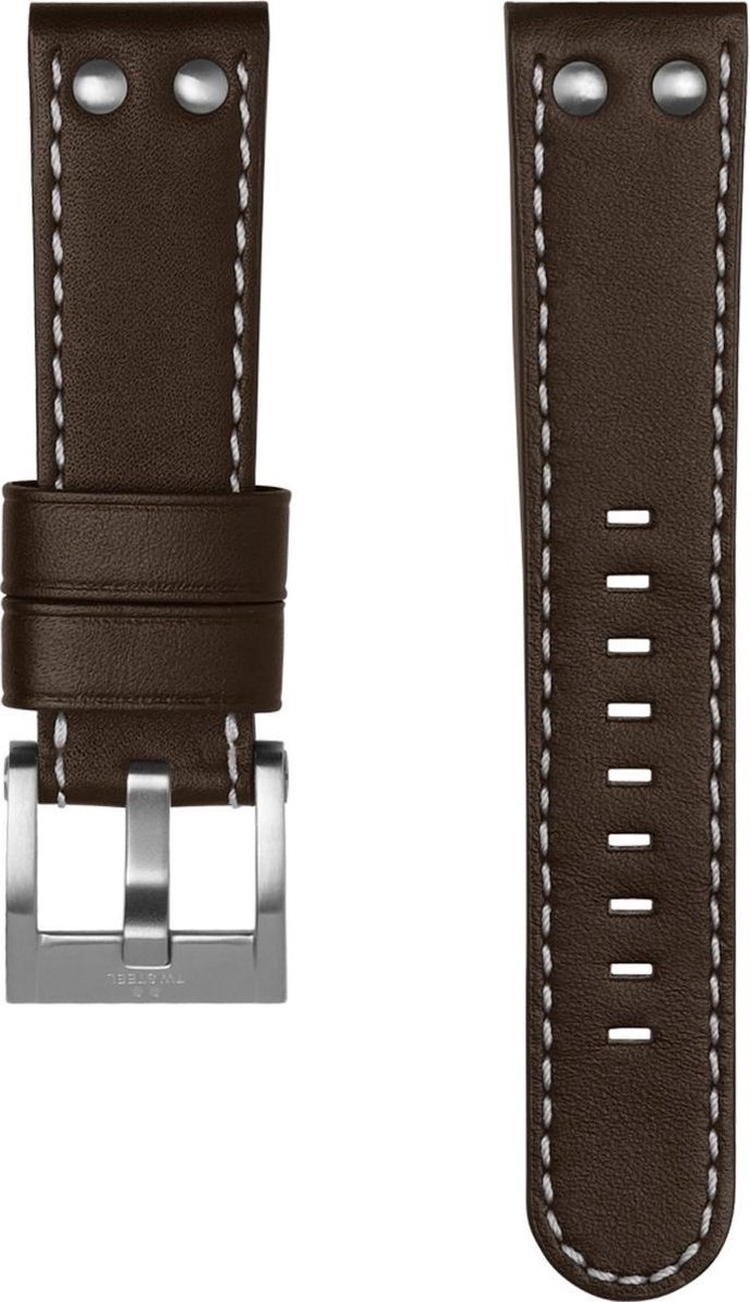 TW Steel horlogeband CEB101 - CE101 Leder Bruin 22mm + wit stiksel