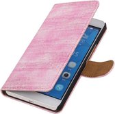 Huawei Honor 6 Plus Bookstyle Wallet Hoesje Mini Slang Roze - Cover Case Hoes