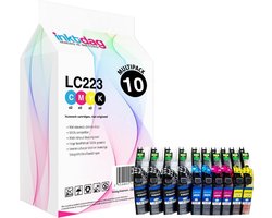Inktdag inktcartridge voor Brother LC223 LC221 brother inktpatronen multipack van10 stuks (4*BK, 2*CMY) geschikt voor printers Brother DCP-J4120 DW,…