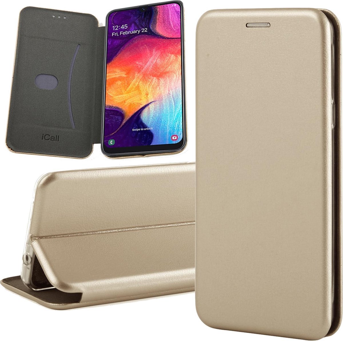 Hoesje geschikt voor Samsung Galaxy A50 - Book Case Kunstleer ThinShield Goud
