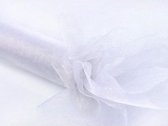 Witte organza stof met glitters 36 cm breed