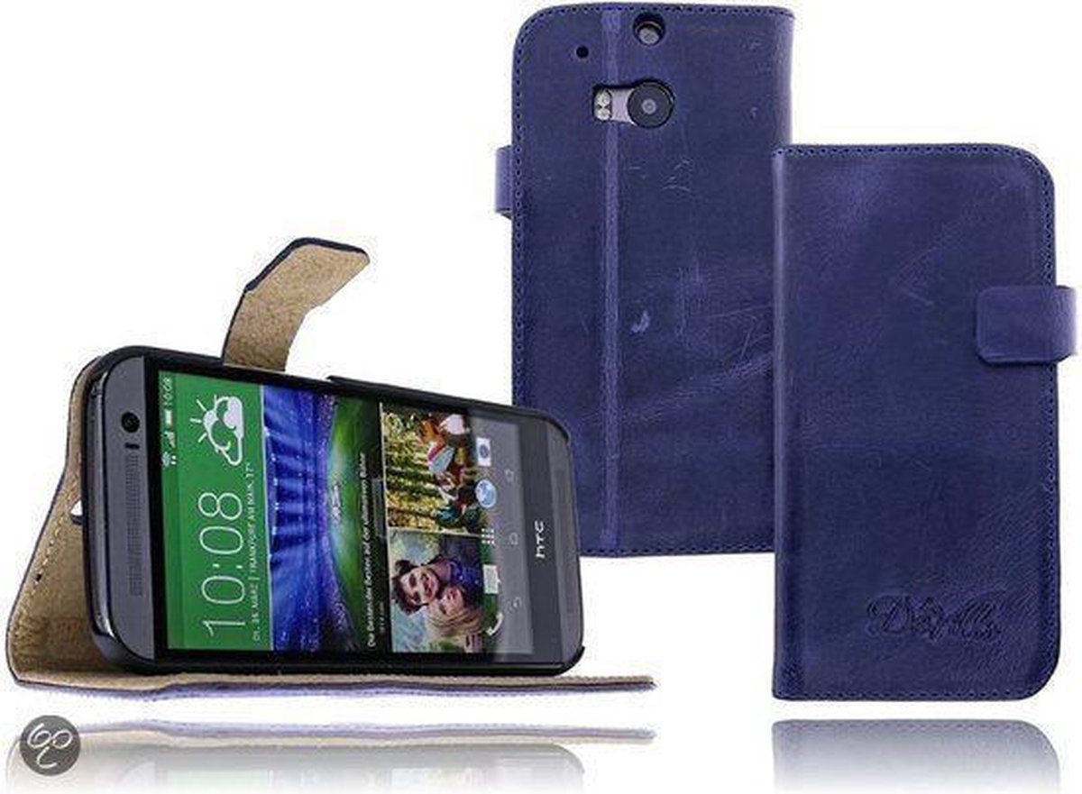 Devills HTC One M8 / HTC One 2 Stand Leather Wallet Case Hoesje Navy Blue