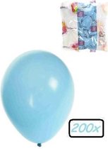 Ballonnen helium 200x licht blauw - Ballon helium lucht festival verjaardag feest baby shower licht blauw