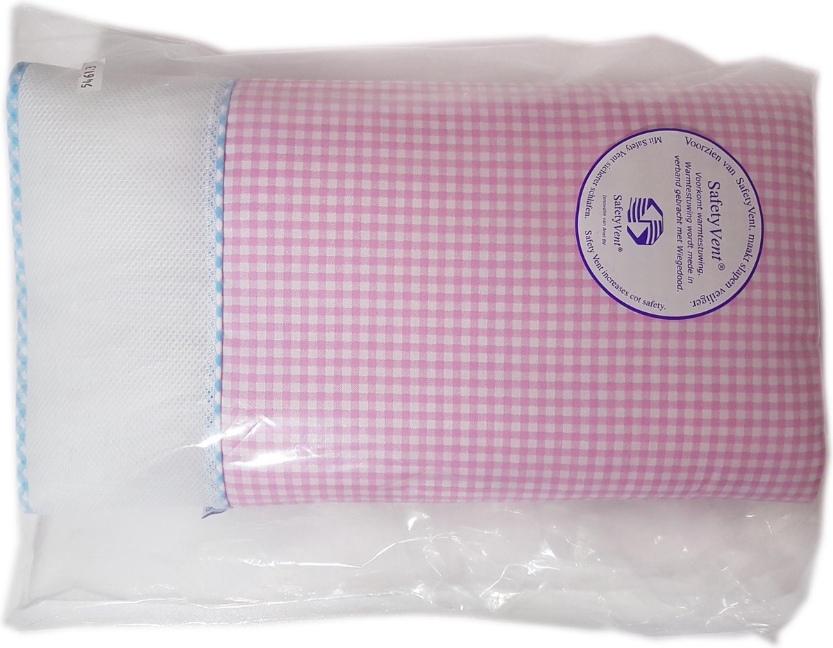 ANEL - hoofdbeschermer klein - geruit - met safety vent. - Roze - 40x60cm ANEL - hoofdbeschermer klein - geruit - met safety vent. - Roze - 40x60cm