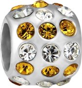 Quiges - 925 - Zilveren - Bedels -Sterling zilver - Beads - Zirkonia Geel Kraal Charm - Geschikt – voor - alle bekende merken - Armband Z220