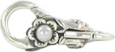 Quiges - 925 - Zilveren - Bedels -Sterling zilver - Beads - Dubbel Karabijn Sluiting met Bloem Kraal Charm - Geschikt – voor - alle bekende merken - Armband Z392
