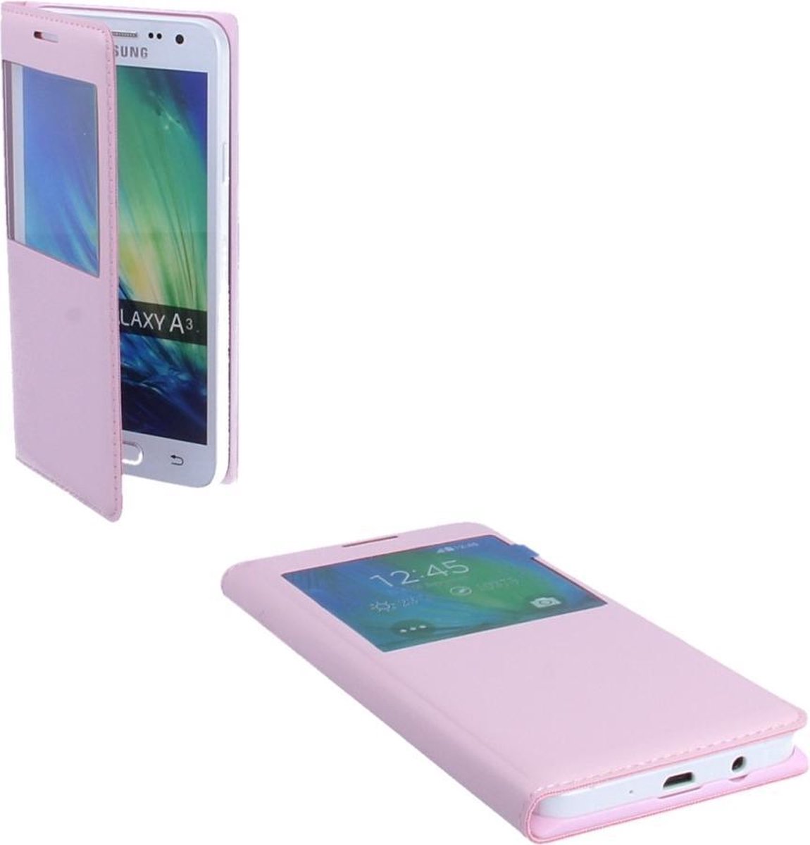 Samsung Galaxy A3 2015 Leather S View Cover Roze Pink