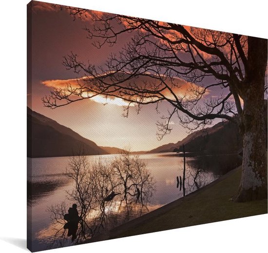 Ciel rose sur le parc national du Loch Lomond et les Trossachs en Ecosse Toile 30x20 cm - petit - Tirage photo sur toile (Décoration murale salon / chambre)