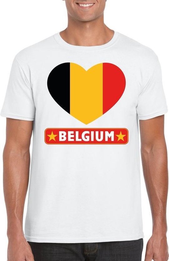 zelf Vermeend Sneeuwwitje Belgie hart vlag t-shirt wit heren XL | bol.com