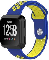 Siliconen Sport Bandje voor de Fitbit Versa - Blauw / Geel