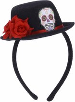 PARTY PLAY - Mini hoedje Dia de los Muertos voor volwassenen - Accessoires > Haar & hoofdbanden