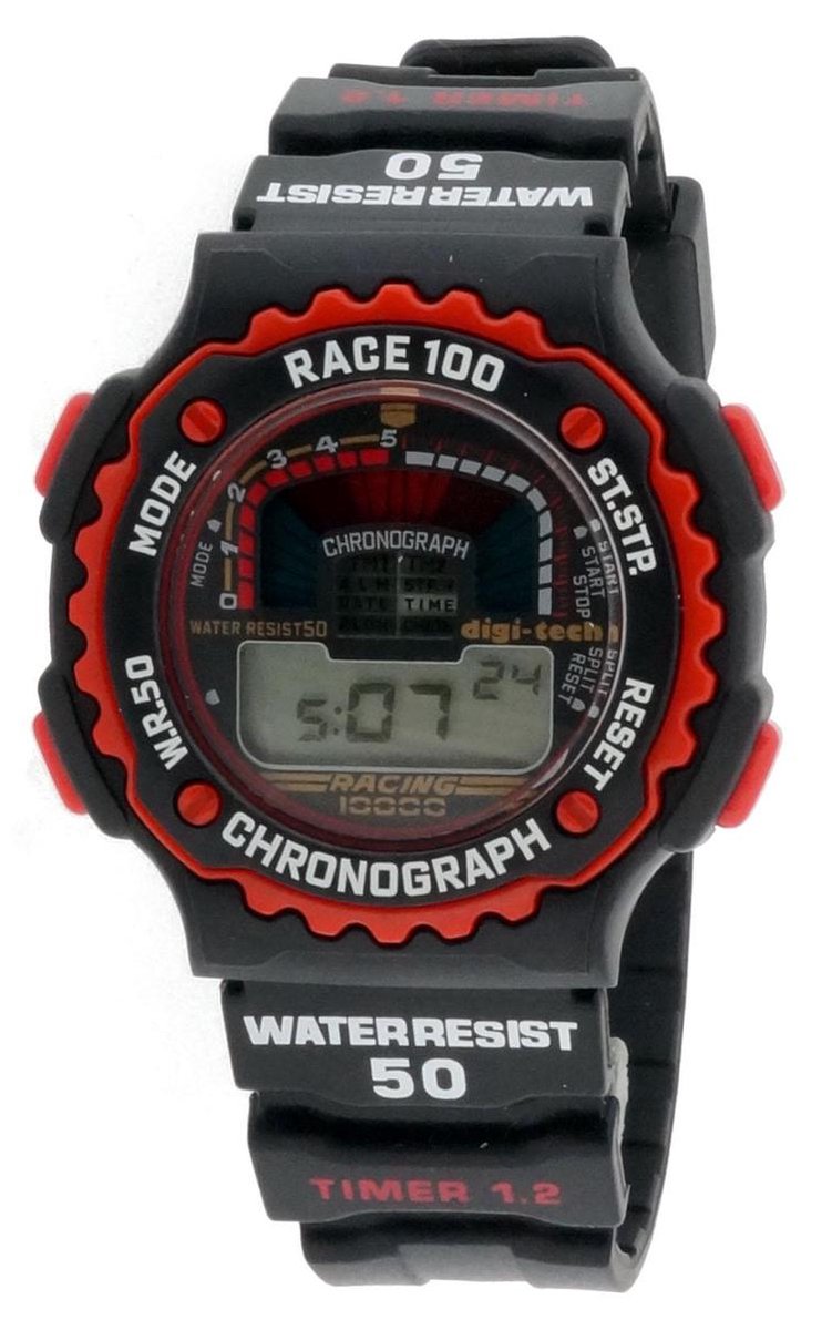 Digi-tech DT102908 Horloge - Rubber - Zwart - Ø 41.8 mm