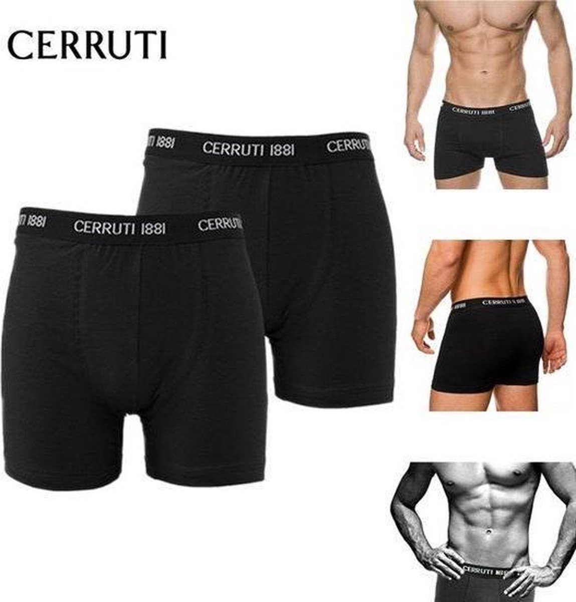Cerruti boxershorts 2-pack – Heren – Ondergoed – Zwart – M | bol.com