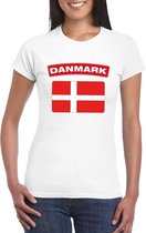 T-shirt met Deense vlag wit dames 2XL