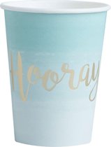 Papieren bekertjes - Hooray! Mint Groen (8 stuks)